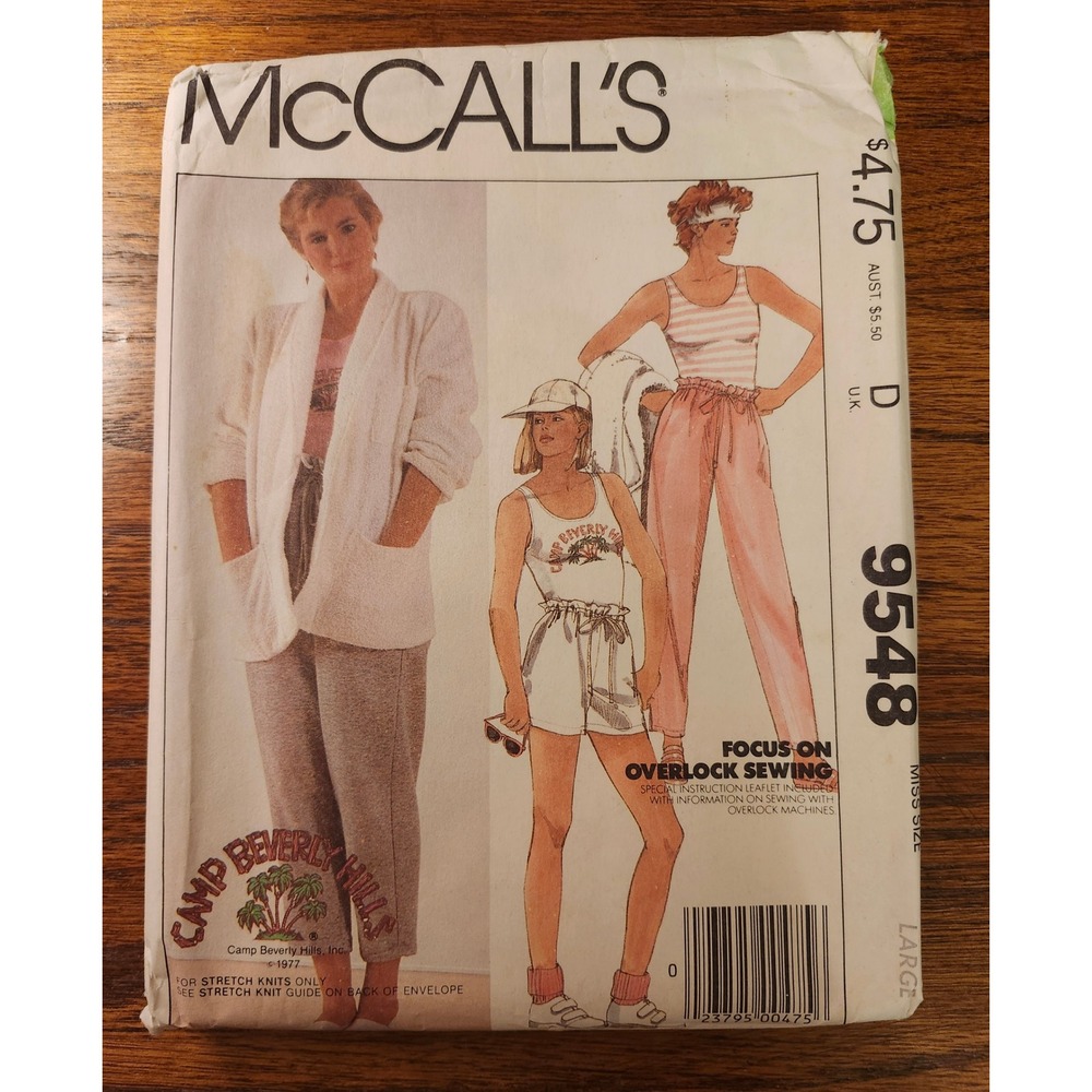Vintage McCalls 9548 Camp Beverly Hills Sewing Pattern Jacket Tank Pants Large